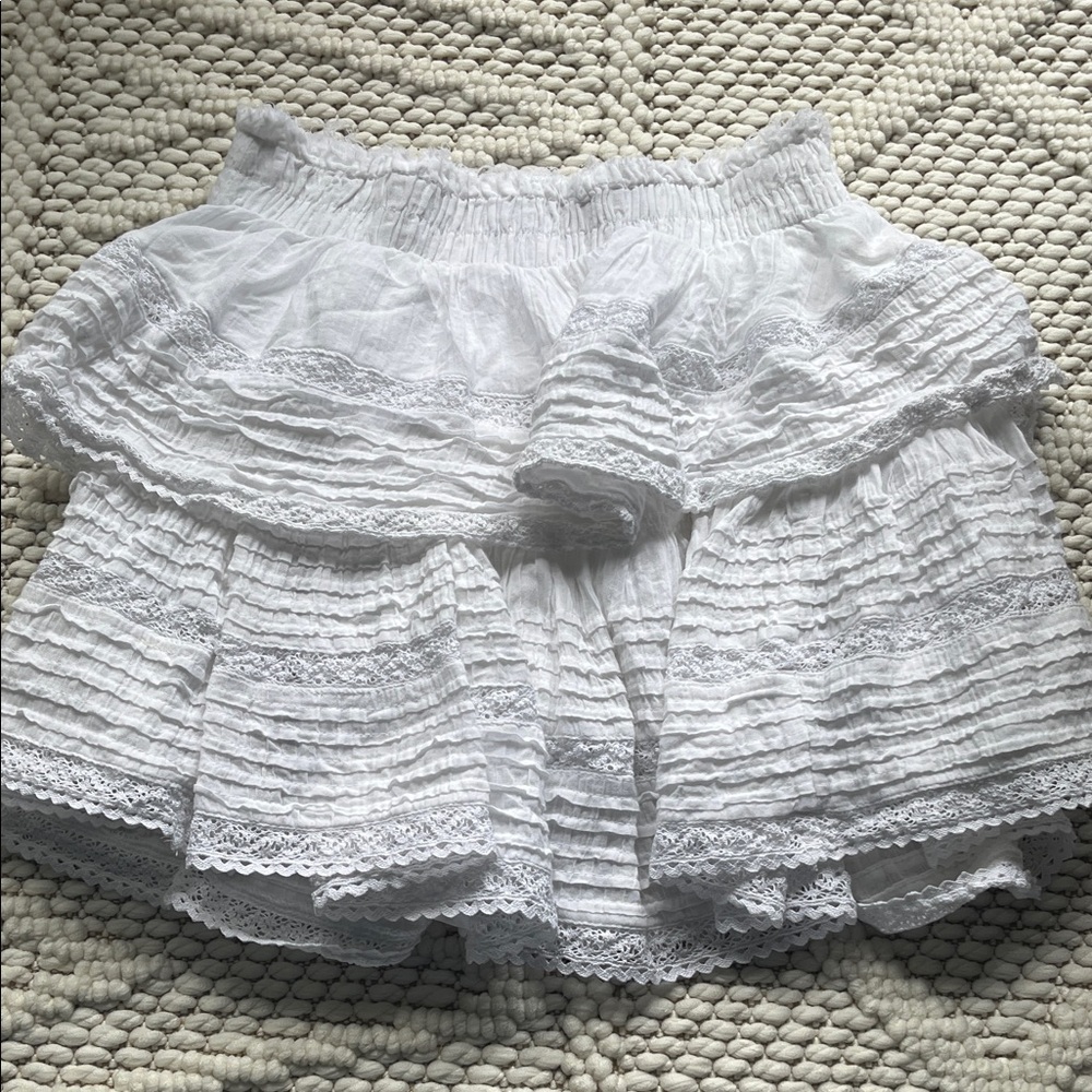 Aerie White Ruffled Mini Skirt